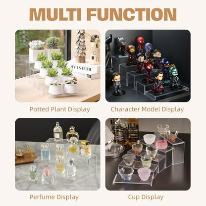 Goabroa 2 Sets 10 Pcs Clear Display Risers, Rectangular (7"-8"-9" L) Risers Display Stands, Table Stands for Jewelry, Cupcake, Perfume, Figures - color: Clear, size: Regular 2 Sets (10PCS) Rectangle