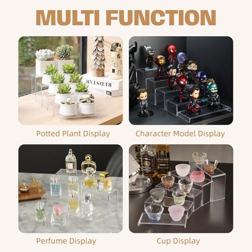 Goabroa 2 Sets 10 Pcs Clear Display Risers, Rectangular (7"-8"-9" L) Risers Display Stands, Table Stands for Jewelry, Cupcake, Perfume, Figures - color: Clear, size: Regular 2 Sets (10PCS) Rectangle