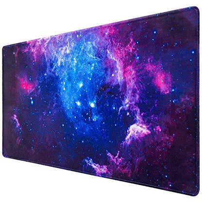 Canjoy Gaming Mouse Pad, 31.5x15.7inch Large Extended Mousepad Big Computer Desk Mat for Keyboard and Mouse Full Desk Mouse Mat with Non-Slip & Rubber Base - color: Blue Galaxy