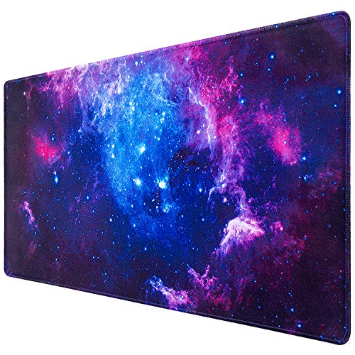 Canjoy Gaming Mouse Pad, 31.5x15.7inch Large Extended Mousepad Big Computer Desk Mat for Keyboard and Mouse Full Desk Mouse Mat with Non-Slip & Rubber Base - color: Blue Galaxy