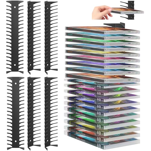 6 Pack DVD Shelf for Wall Mount, Floating Metal DVD Rack and Video Game Storage for Standard DVD CD Cases, Heavy-Duty Media Organizer Holder for PS, Xbox, PS5, PS4, Holds up to 114 - size: 6 Pack