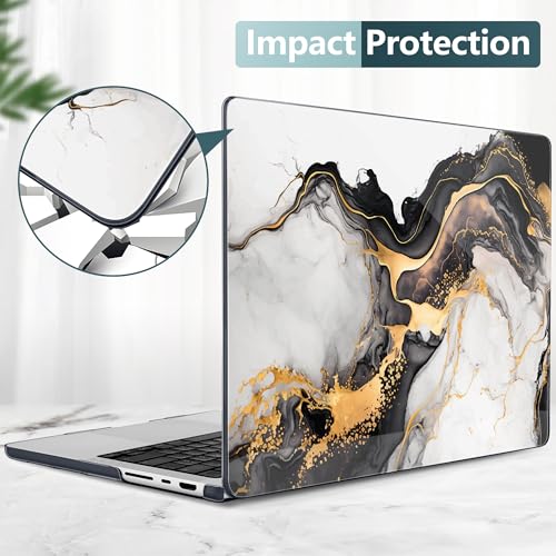 DONGKE Case for MacBook Pro 14 Inch (2026-2021 Release, M5 M4 M3 M2 M1 Pro/Max Chip), Plastic Slim Hard Shell Protective Cover with Keyboard Cover & Screen Protector, Abstract Marble - color: Abstract Marble D159