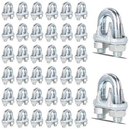 120PCS 5/16" M8 Zinc-Plated Wire Rope Clamps – Heavy Duty U-Bolt Cable Clips (Silver) - size: M8-120PCS