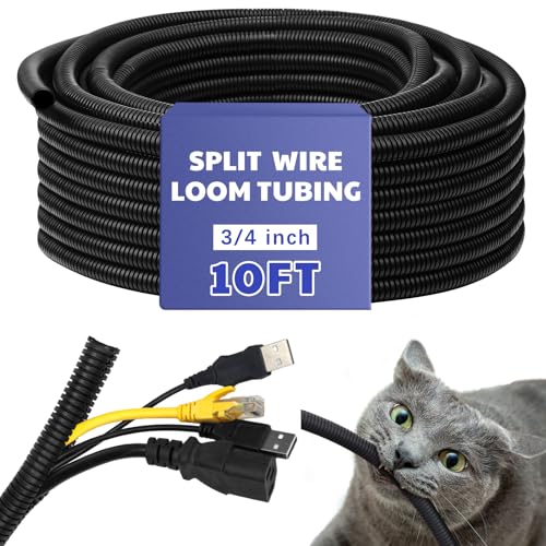 Kanayu Split Wire Loom Tubing Flame Retardant Wire Covering High Temperature Cable Sleeves Split Protector Cable Conduit for Industrial Electrical Automotive Marine(3/4''-10 ft,Black) - color: Black, size: 3/4''-10 Ft