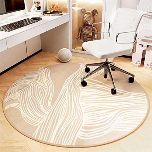 Round Office Chair Mat for Hardwood Floor Computer Gaming Rolling Chair Mat Floor Protector Mat Desk Rug Wood Tile Protection Mat for Office Home, Beige White, Diameter 56" - color: Beige White, size: Diameter 56"