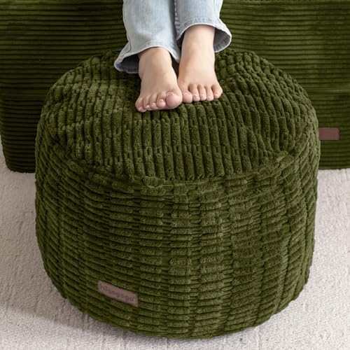 HIGOGOGO Pouf Ottoman Stuffed Round Modern Foam Filled Foot Rest Poufs for Living Room Chair Decorative 20 X 15 Inches Boho Relax Stool for Wedding Christmas Party, Green - color: Green, size: 20"D x 20"W x 15"H