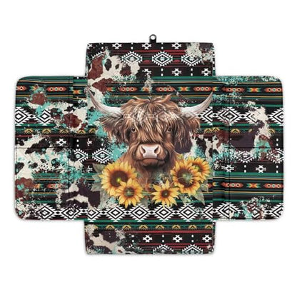 Wanyint Aztec Highland Cow Sunflower Car Center Console Cover Soft Armrest Cover Protector Wear-Resistant Non-Slip Middle Console Pad Protective Cover for Car Storage Box Universal Fit - color: Aztec Highland Cow Sunflower