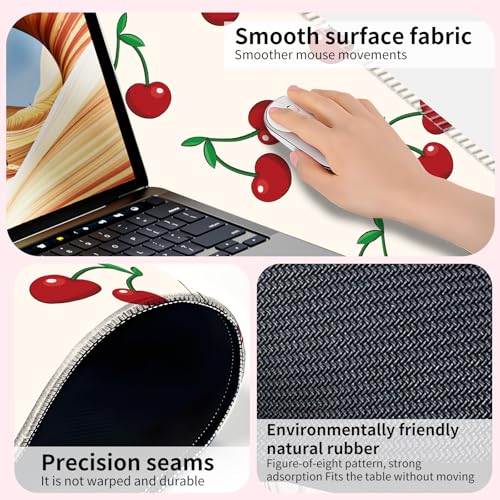 Large Gaming Mouse Pad, Full Keyboard Mat, Long Laptop Mousepad, Computer Mouse Mat for Home and Office, Anti-Slip Rubber Base, 31.5 x 11.5 Inches (Cute Cherry) - color: Cute Cherry