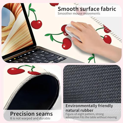 Large Gaming Mouse Pad, Full Keyboard Mat, Long Laptop Mousepad, Computer Mouse Mat for Home and Office, Anti-Slip Rubber Base, 31.5 x 11.5 Inches (Cute Cherry) - color: Cute Cherry