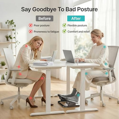 PEGZONE Footrest for Under Desk, Adjustable Footrest with Massage Texture and Non-Slip Steel Base, Ergonomic Under Desk Foot Stool for Home and Office, Black