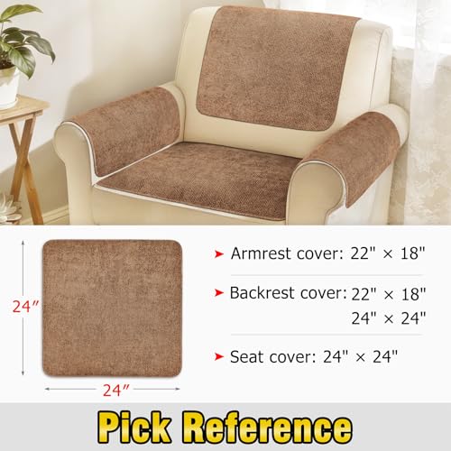 Couch Arm Covers, Sofa Arm Covers, Waterproof Armrest Cover for Sofa, Loveseat, Armchair, Anti-Slip Recliner Arm Cover, Headrest Cover, Arm Chair Covers Set of 2 (Brown, 24"×24") - color: Brown, size: 24" x 24" - 2 pcs