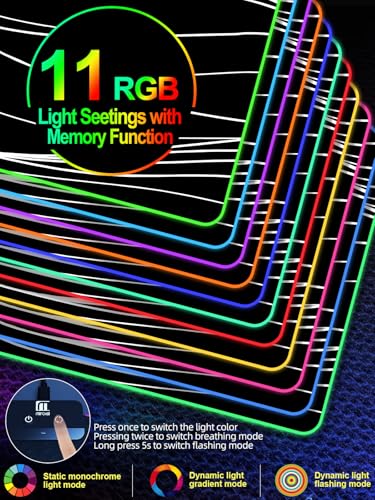 XXL Mouse Pad with Phone Holder - Black, RGB Desk Mat with 15W Fast Charging, LED Gaming Mousepad with 11 Light Colors, Waterproof Non-Slip Pad for Office & Home (Wave) - color: Wave
