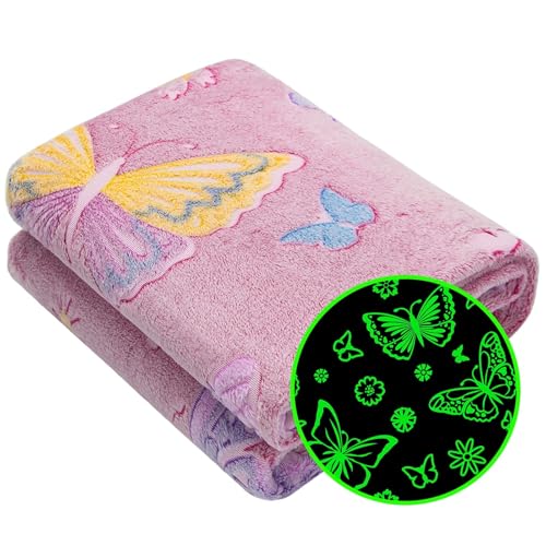 Butterfly Gifts for Women Girls, Birthday Graduation Gifts for Girls Butterfly Blanket, Kids Toddler Glow in the Dark Blanket Soft, Cute Insect Throw Room Decor 40"x60" - color: Fluorescent Butterfly, size: Throw Size 40" x 60" (102 x 152 cm)
