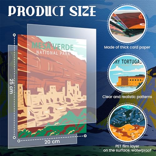 Gersoniel 16 Pieces Vintage National Park Art Posters Prints Nature Art and Mountain Wall Print Set Abstract Travel Scenery Wall Decor for Living Room Bedroom Bathroom Decor(Classic Style) - color: Classic Style