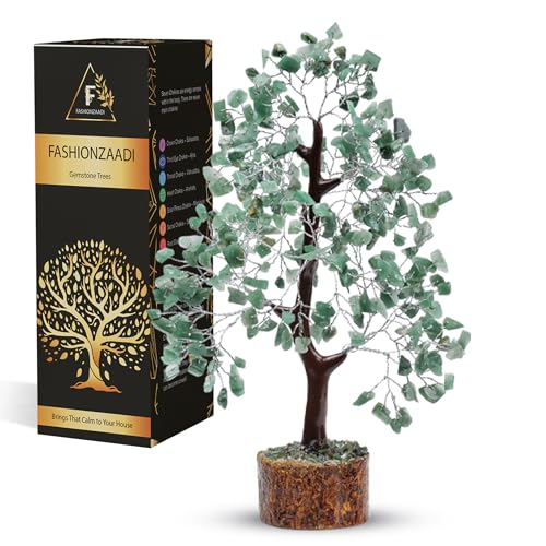 FASHIONZAADI Green Aventurine Crystal Tree, Crystals and Stones, Gem Tree, Healing Gemstones and Crystals Home Decor, Meditation Decor, Spiritual Gifts for Women, Good Luck Gift - color: Green Aventurine Silver Wire