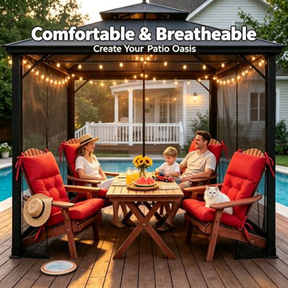 QILLOWAY Outdoor Rocking Chair Cushions Set of 2, 100% Polyester Waterproof Patio Rocking Chair Cushion, High Back Weatherproof Chair Pad for Adirondack & Outdoor Furniture, All Red - color: Red