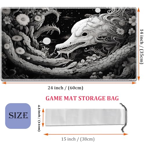 MTG Playmat, Smooth Surface Game Play Pad MTG TCG 24 x 14 inch with Storage Bag, Non-Slip Mouse Pad Card Fighting Game, Black Snake - color: Black Snake