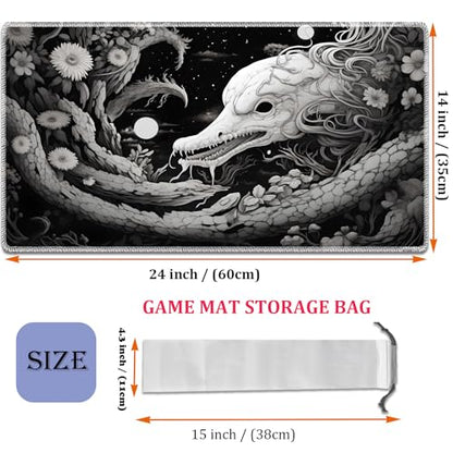 MTG Playmat, Smooth Surface Game Play Pad MTG TCG 24 x 14 inch with Storage Bag, Non-Slip Mouse Pad Card Fighting Game, Black Snake - color: Black Snake