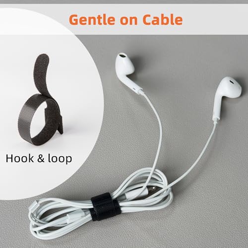 90PCS Reusable Cable Ties with Hook and Loop, Multi-purpose Adjustable 8 Inch Cable Management Wire Ties Cable Straps for Organizing Home, Office and Data Centers, Black - color: Black 90pcs