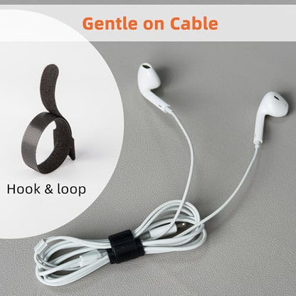 90PCS Reusable Cable Ties with Hook and Loop, Multi-purpose Adjustable 8 Inch Cable Management Wire Ties Cable Straps for Organizing Home, Office and Data Centers, Black - color: Black 90pcs