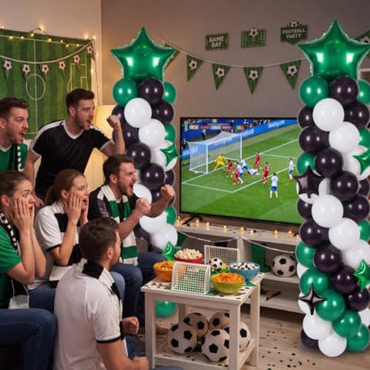 Gejoy 110 Pcs Football Party Balloon Column Stand Kit Green White Black Adjustable Tower Stand from 1.4 to 6.6 ft with Bases for Football Party Back to School Wedding Birthday Baby Shower - color: Green White Black
