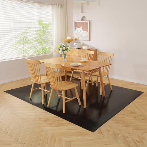 Black Chair Mat for Hardwood Floor, 58 x 96 Inch Plastic Floor Protector, 5'×8' Area Rug for Dining Room, Large Office Chair Mat, Heavy Duty Wood Tile Floor Mats for Home Laundry Bedroom - color: Black for Hard Floor, size: 58 X 96 Inch