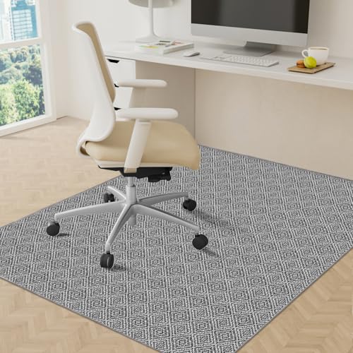 KMAT Office Chair Mat, 46x60in Heavy Duty Hardwood/Tile Floor Protector, Floor Mat Computer Desk Mat for Rolling Chairs, Work, Study, Office, Grey - color: Grey, size: 46"x60"