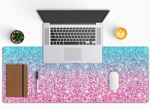Pink Glitter Pattern Mouse Pad (31.5 × 11.8 × 0.12 inch) Extended Large Mouse Mat Desk Pad, Stitched Edges Mousepad,Non-Slip Rubber Base,Gaming Mouse Pad XL - color: Pink Glitter Pattern