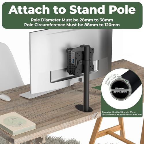 Adjustable Thin Client Mini PC Vesa Mount to Wall, Under Desk, Attached to Monitor Arm and Stand Pole for HP, Dell, Bosgame Ryzen 5, GMKtec K11, Bmax B3, KAMRUI E3B, NUC, Mac mini and Small CPUs
