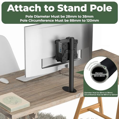 Adjustable Thin Client Mini PC Vesa Mount to Wall, Under Desk, Attached to Monitor Arm and Stand Pole for HP, Dell, Bosgame Ryzen 5, GMKtec K11, Bmax B3, KAMRUI E3B, NUC, Mac mini and Small CPUs
