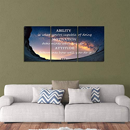 Motivational Quotes Canvas Wall Art Inspirational Ability Motivation Attitude Saying Words Posters Prints Entrepreneur Quote Home Office Bedroom Decor 3 Panels Ready to Hang - 36" W x 16" H - color: Art-08, size: 36"W x 16"H