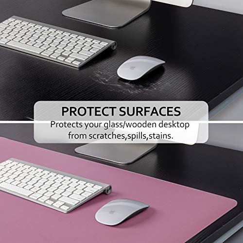 Purple/Pink Dual Sided PU Leather Desk Pad, Upgraded Sewing Laptop Mat, Waterproof Large Mouse Pad, Non-Slip Writing Kids Painting Mat Desk Blotter Protector for Office/Home 31.5"x15.8" (80x40cm) - color: Mauve Purple/Sakura Pink