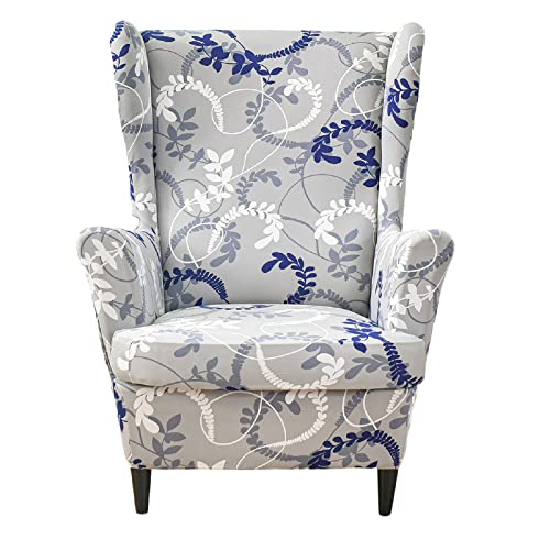 KRFOONN Wingback Chair Covers Slipcovers 2 Piece Stretch Wing Chair Covers Spandex Slipcovers Wingback Sofa Covers Armchair Covers Non-Slip Furniture Protector for Living Room Wingback Chairs, A17 - color: A17