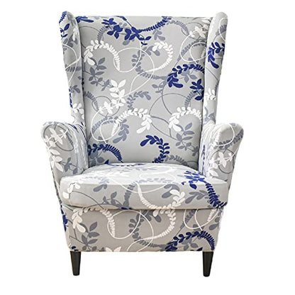 KRFOONN Wingback Chair Covers Slipcovers 2 Piece Stretch Wing Chair Covers Spandex Slipcovers Wingback Sofa Covers Armchair Covers Non-Slip Furniture Protector for Living Room Wingback Chairs, A17 - color: A17