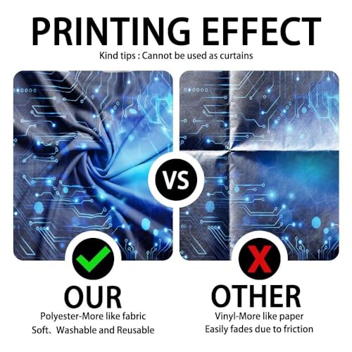 8x6FT Blue Glow Circuit Board Photo Backdrop Tech Theme Sequin Glitter Photography Background Digital Innovation Electronics Event Party Banner Decoration Supplies Polyester - size: 8x6FT