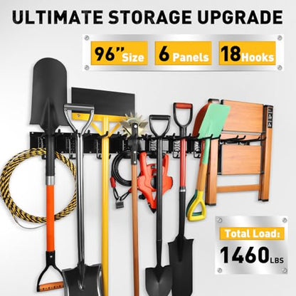 ELEAD 18-Pairs Heavy Duty Garage Tool Organizer Wall Mount Hooks, 96 Inches 1460 lbs Garden Tool Organizer with Adjustable Hooks for Garden, Yard, and Shed - color: Heavy Duty 96-Inch (18-Pairs)