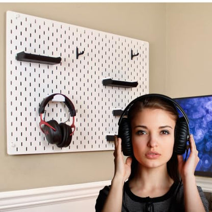 Headphone Holder Compatible with IKEA SKADIS Pegboard Headset Hanger Hook - color: White