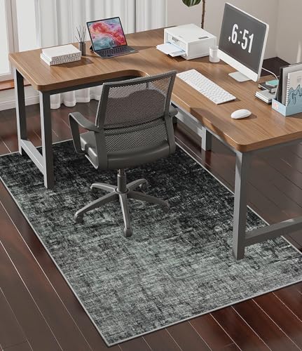 chakme Office Chair Mat for Hardwood Floor, 48"x36" Easy Glide Computer Desk Mat Protector for Rolling Chair Under Desk Rug Nonslip Backing, Machine Wash, (Abstract) - color: Black Gray Abstract, size: 36"x48"