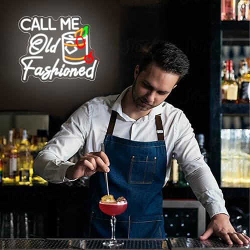 Call Me Old Fashioned Neon Sign Whiskey Led Sign Bar Neon Light Cocktail Bar Letter Wall Decor for Bar Pub Party Man Cave Bedroom Bar Shop - style: call me old fashioned