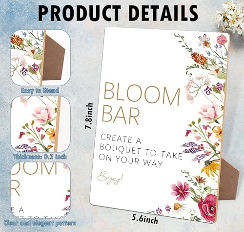 Bloom Bar Sign, Wedding Signs for Ceremony and Reception, Floral Bridal Shower Decorations, Wooden Wedding Signage, Bridal Shower Decor, Bloom Bar Supplies for Engagement Anniversary Parties, 01 - color: Bloom Bar Sign, 01