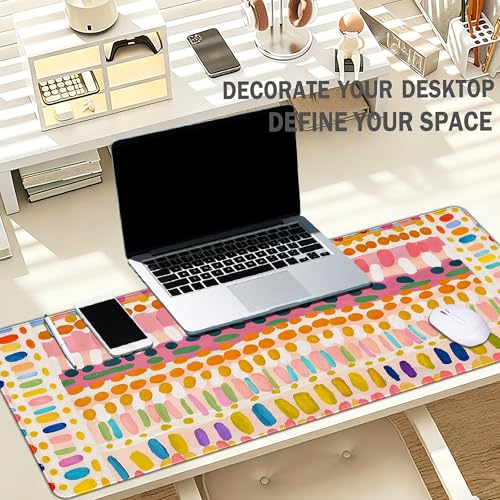Colorful Mouse Pad Matisse Boho Desk Mats 31.5x11.8 | Aesthetic Mouse Pad, Long Laptop Keyboard Mat, Girly Desk Decor for Office Dorm - color: Colorful Boho, size: 31.5L x 11.8W inches
