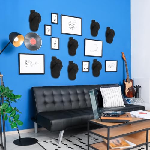 Wonderjune 12 Pcs Headphone Wall Hangers Adhesive Gaming Headset Holder Hooks for Wall Mount Strong Universal Stand Hooks for Most Headphone Controller, Hat, Baseball Caps, Door, Closet (Black) - color: Black