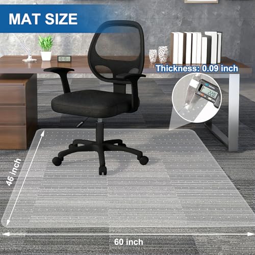 Chair Mat for Carpet, YOOMAYA 46" x 60" Office Chair Mat for Carpeted Floors, Easy Gliding Under Desk Carpet Protector, Slip Resistant Heavy Duty Plastic Floor Mat for Home, Gaming, Study Room (Clear)