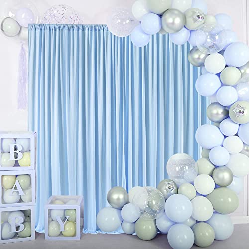 AK TRADING CO. 10 feet x 8 feet IFR Polyester Backdrop Drapes Curtains Panels with Rod Pockets - Wedding Ceremony Party Home Window Decorations - Light Blue - color: Light Blue