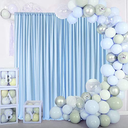 AK TRADING CO. 10 feet x 8 feet IFR Polyester Backdrop Drapes Curtains Panels with Rod Pockets - Wedding Ceremony Party Home Window Decorations - Light Blue - color: Light Blue