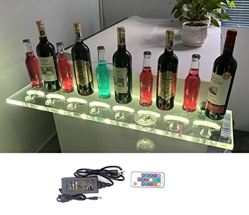 Liquor Bottle Display Shelf with Glass Racks, 2 Pack Bar Shelves for Liquor Bottles 36 in Led Bar Shelf LED Shelves Commercial Illuminated Bar Home Wall Mounted Racks with Remote Control