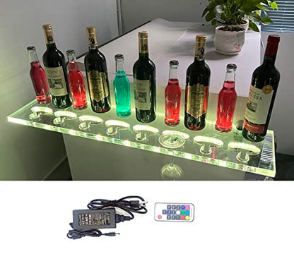 Liquor Bottle Display Shelf with Glass Racks, 2 Pack Bar Shelves for Liquor Bottles 36 in Led Bar Shelf LED Shelves Commercial Illuminated Bar Home Wall Mounted Racks with Remote Control