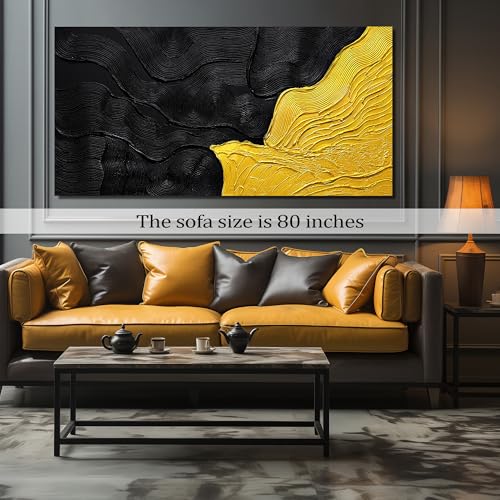 Black and Gold Abstract Pictures Wall Decor Office Modern Painting Wall Art for Bedroom Extra Large Wall Art for Living Room Size 36 x 72 Inch - color: Black and Gold, size: 72"L x 36"W