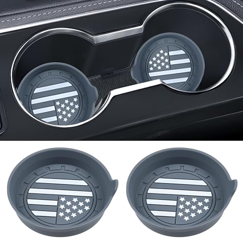 Amooca Car Cup Coaster Universal Non-Slip Silicone Cup Holder Insert Car Interior Accessories for Drink American Flag US Flag 2 Pack Grey - color: Grey American Flag, size: 2 Pack