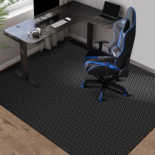 Office Chair Mat for Hard Floor, 50"x60" Large Computer Chair Mat, Unique Y-Shaped Pattern Floor Protector Rug for Rolling Chairs, Anti-Slip PVC Desk Floor Mat for Work, Home, Gaming - color: Black（mat), size: 50"x60" for hard floors